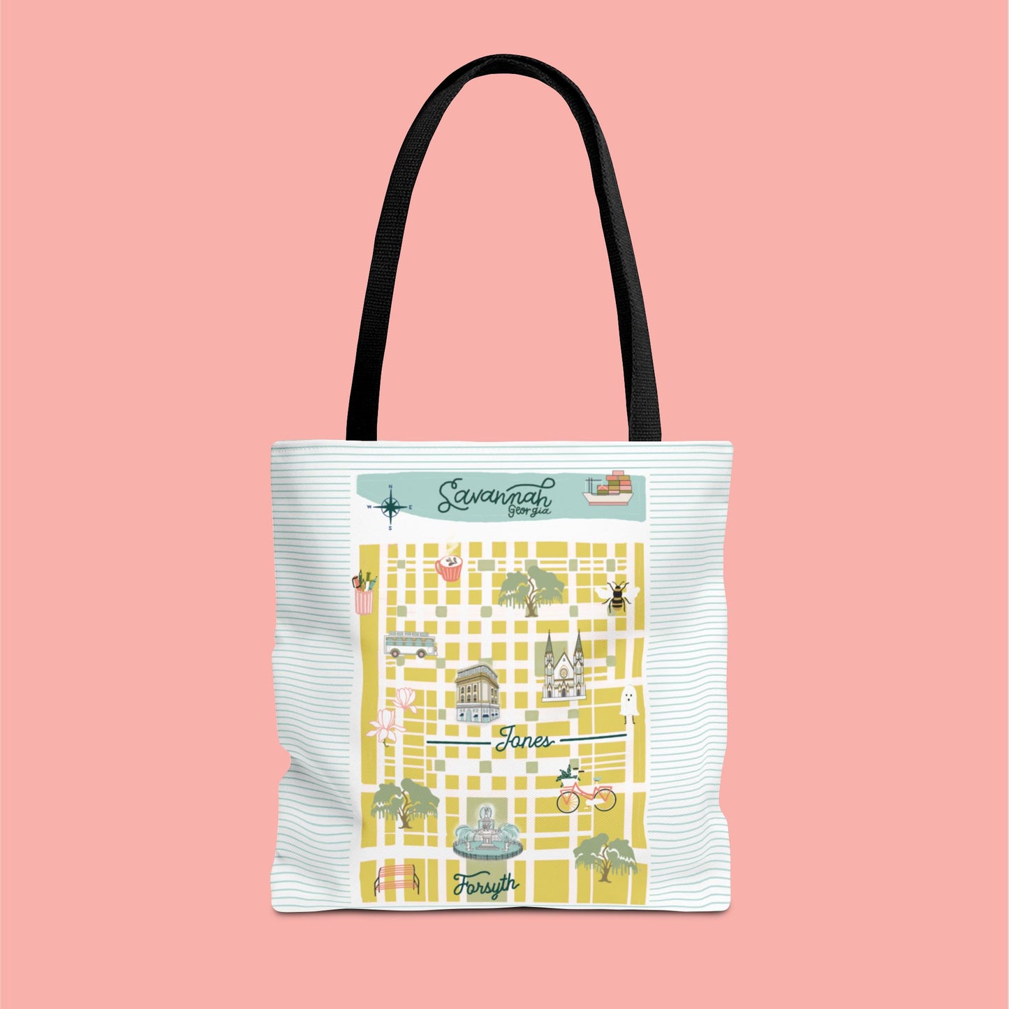 Savannah Map Tote Bag
