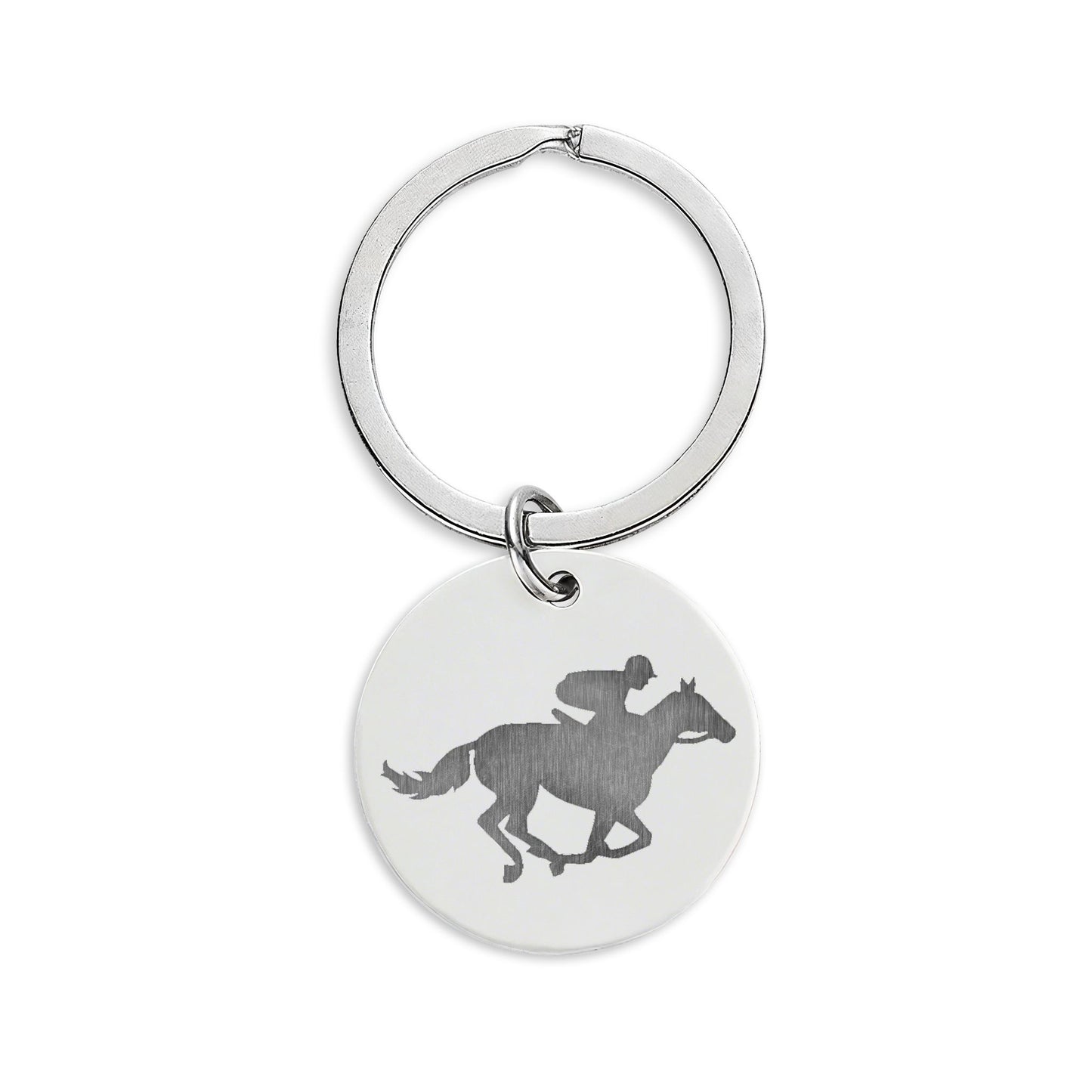 Race Horse Stainless Steel Round Keychain — 'Lucky Kentucky' Engraved Souvenir