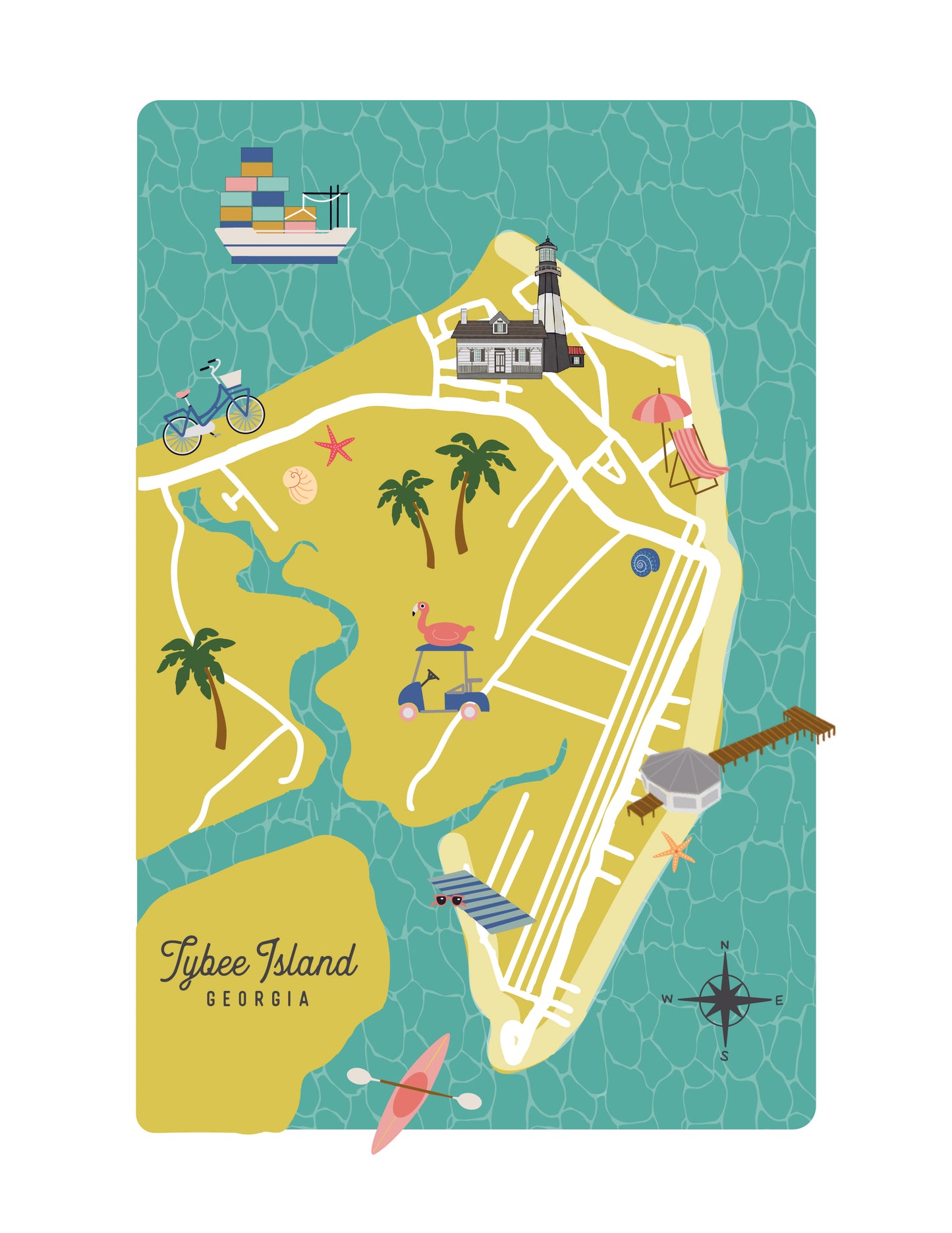 Tybee Island Map Print